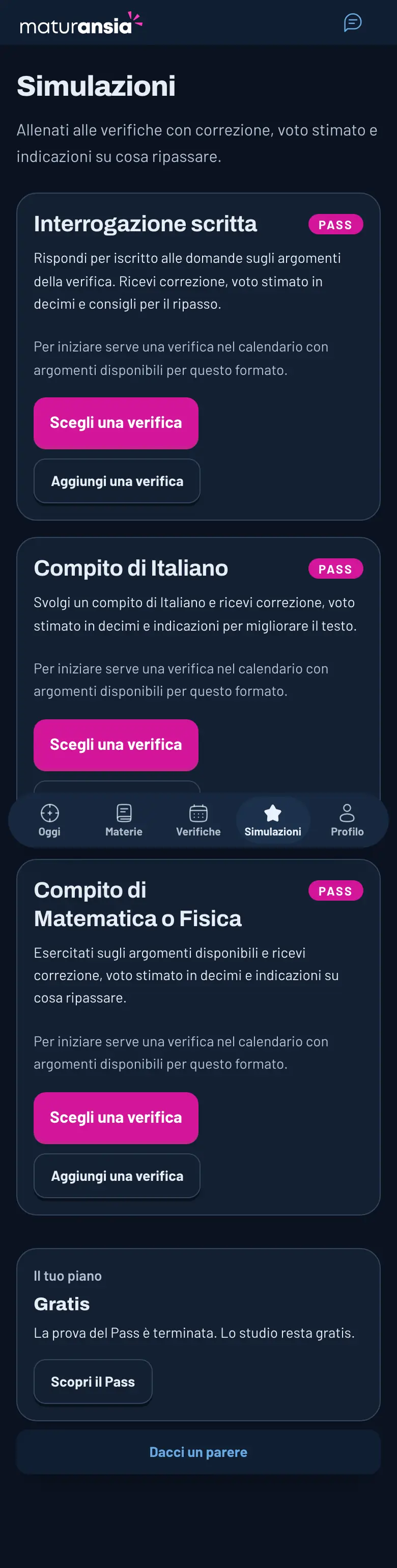 Le simulazioni nell’app: interrogazione scritta e compito di Italiano